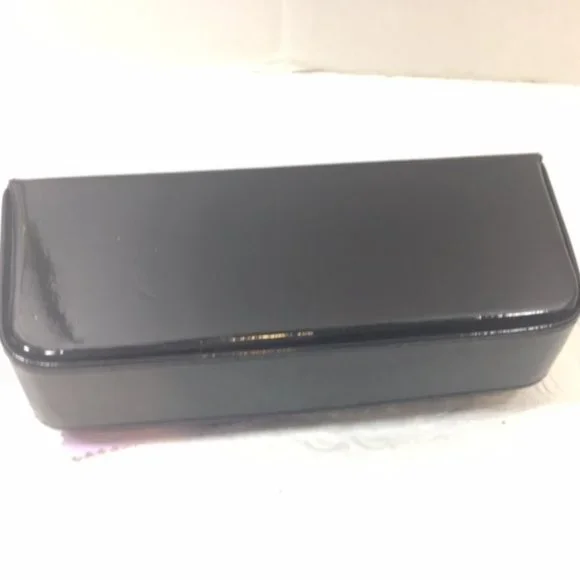 Lulu Guinness Designer 👓Eyeglasses👓 Hard Shell Case w/Mirror Black Shiny - Picture 4 of 6